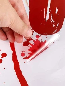 1pc Halloween Decorations  Halloween Window Clings, Bloody Handprint Footprint Halloween Wall Decal Floor Clings with Tattoo Stickers, Scary Halloween Decoration Window Stickers - Red - View 5