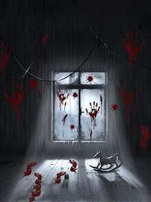 1pc Halloween Decorations  Halloween Window Clings, Bloody Handprint Footprint Halloween Wall Decal Floor Clings with Tattoo Stickers, Scary Halloween Decoration Window Stickers - Red - View 6