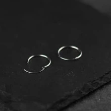 1pair Sterling Silver Simple Circle Shaped Earrings, Unisex Fashion Accessory - Silver - View 4