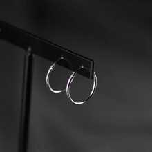 1pair Sterling Silver Simple Circle Shaped Earrings, Unisex Fashion Accessory - Silver - View 3