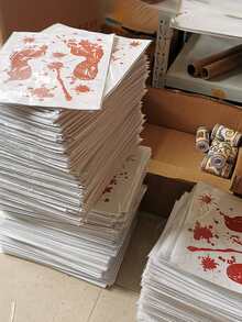 1pc Halloween Decorations  Halloween Window Clings, Bloody Handprint Footprint Halloween Wall Decal Floor Clings with Tattoo Stickers, Scary Halloween Decoration Window Stickers - Red - View 9