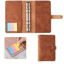 1 Pieza Portada llana para carpeta de anillas A6, carpeta organizadora, útiles escolares, vuelta al colegio - Marrón - Ver 1