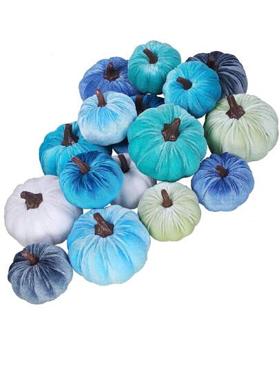 6pcs - A variety of antique decorations for Halloween pumpkins Velvet pumpkins Blue foam pumpkins for farmhouse Fall wedding Halloween table centerpiece mantelpiece kitchen decorations