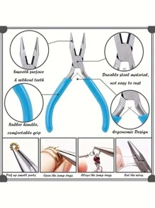 3入組/套珠寶製作鉗子成套工具-針鼻子,鏈條鼻子,圓形鼻子&金屬絲切片機鉗-偉大適用於首飾類修復,金屬絲包裝和工藝 - 彩色 - 查看 3