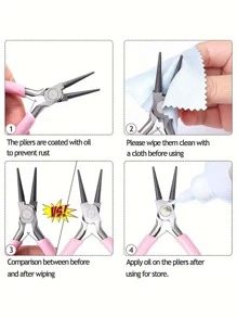 3入組/套珠寶製作鉗子成套工具-針鼻子,鏈條鼻子,圓形鼻子&金屬絲切片機鉗-偉大適用於首飾類修復,金屬絲包裝和工藝 - 彩色 - 查看 4