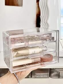 1pc Transparent Jewelry Organizer Box With Dividers For Earrings, Rings, Necklaces, Etc. - Clear - View 3