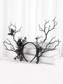 1pc Women's Gothic Style Butterfly  Hand & Tree Root Design Large Hairband, Black - Black - View 2
