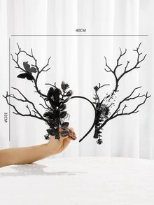 1pc Women's Gothic Style Butterfly  Hand & Tree Root Design Large Hairband, Black - Black - View 4