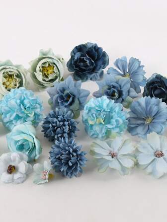 20件/套人造丝花卉组合套装，包含绣球花和菊花，DIY工艺品材料，适用于婚礼、派对、家居装饰、礼品、生日、毕业典礼、秋季装饰