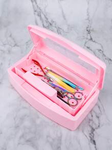 RANCAI 1 Hộp tiệt trùng dụng cụ làm móng, Khay tiệt trùng bằng nhựa, Hộp tiệt trùng bằng nhựa dùng để đựng dụng cụ làm móng, nhíp, nối mi, làm tóc, spa & cắt móng tay - Bụi hồng - Xem 2