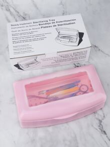 RANCAI 1 Hộp tiệt trùng dụng cụ làm móng, Khay tiệt trùng bằng nhựa, Hộp tiệt trùng bằng nhựa dùng để đựng dụng cụ làm móng, nhíp, nối mi, làm tóc, spa & cắt móng tay - Bụi hồng - Xem 3