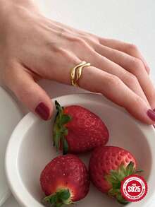 1pc S925 Sterling Silver Simple Ring For Woman Daily Decoration Fine Ring - Gold - View 5