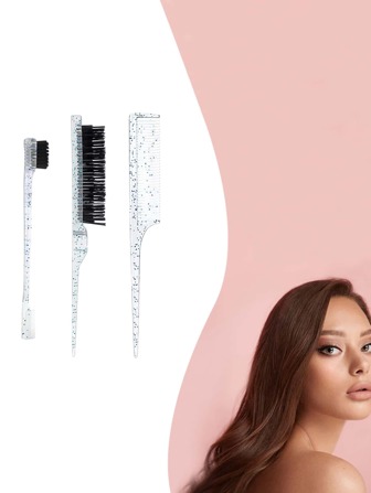 3 pièces/set Brillant Matériau Abs Coiffure Peigne Set , Comprend Taquinerie & Chignon Peigne De Coiffage