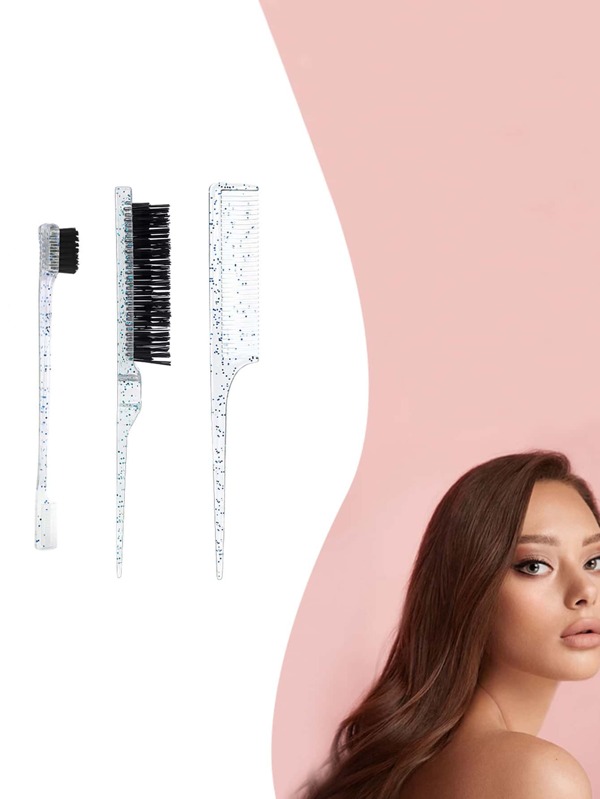 3 pièces/set Brillant Matériau Abs Coiffure Peigne Set , Comprend Taquinerie & Chignon Peigne De Coiffage