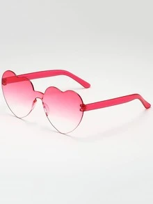 6 件装女士时尚 PC 粉色心形装饰时尚眼镜，适合派对和户外活动