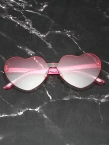 6 件装女士时尚 PC 粉色心形装饰时尚眼镜，适合派对和户外活动