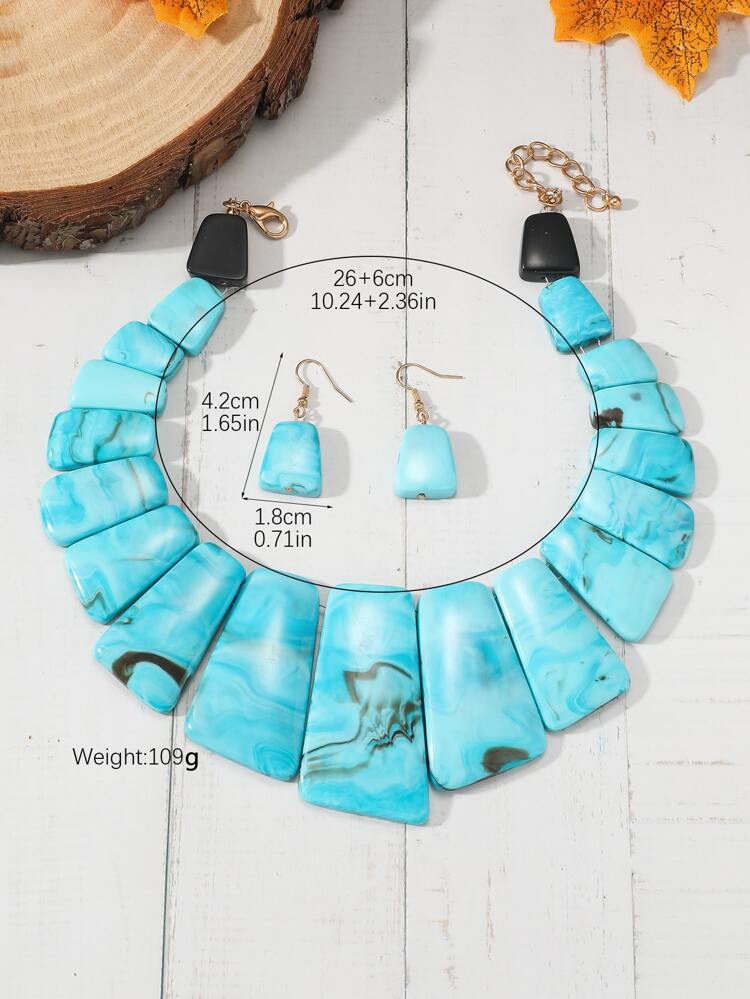 3pcs/set Luxury & Shiny Gemstone-like Fluid Style Necklace & Earrings Set Suitable For Women Daily Wear, Evening Party, Birthday Gift