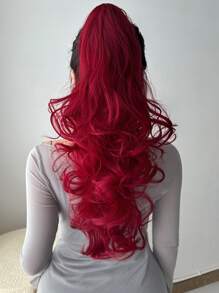 Rượu vang Đỏ  Cái vuốt Phần mở rộng tóc đuôi ngựa Phụ kiện tóc 22 Inch Dài Tự nhiên Xoăn Sóng Chống nóng Chất xơ Sợi tổng hợp Tóc đuôi gà Tóc giả piece Đối với phụ nữ Hằng ngày - Màu Đỏ Sâu - Xem 1