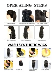Rượu vang Đỏ  Cái vuốt Phần mở rộng tóc đuôi ngựa Phụ kiện tóc 22 Inch Dài Tự nhiên Xoăn Sóng Chống nóng Chất xơ Sợi tổng hợp Tóc đuôi gà Tóc giả piece Đối với phụ nữ Hằng ngày - Màu Đỏ Sâu - Xem 7