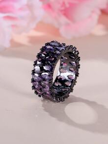 Vanel 1入組豪華粉色的雙水滴形狀方晶鋯石圓環適合女士,時尚首飾類,極簡風格設計,最好禮物為妻子或者女朋友 - 紫色 - 查看 7