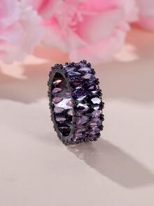 Vanel 1入組豪華粉色的雙水滴形狀方晶鋯石圓環適合女士,時尚首飾類,極簡風格設計,最好禮物為妻子或者女朋友 - 紫色 - 查看 5