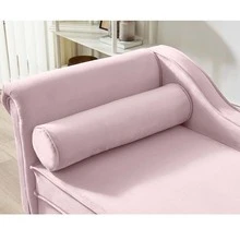 Modern Upholstery Chaise Lounge Chair with Storage Velvet - Dusty Pink - View 5