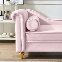 Modern Upholstery Chaise Lounge Chair with Storage Velvet - Dusty Pink - View 6