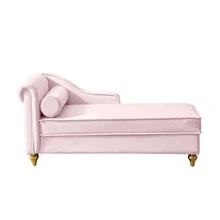 Modern Upholstery Chaise Lounge Chair with Storage Velvet - Dusty Pink - View 10