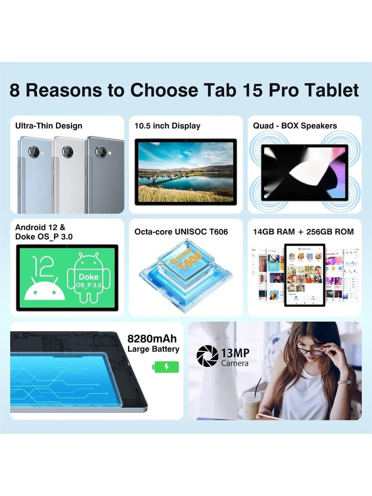 Blackview Tab 15 Pro 10.5 Inch Android 12 Tablet, Widevine L1, (8+