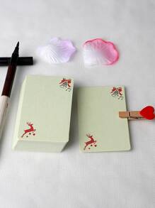 20pcs/set Rounded Corner Blank Diy Drawing Small Card, Thick Cardboard Word Card, Floral Pattern Card, White Kraft Paper Small Card - cherry branch - View 8