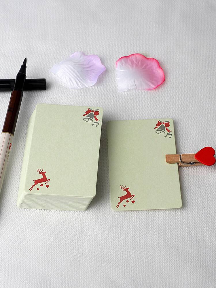 20pcs/set Rounded Corner Blank Diy Drawing Small Card, Thick Cardboard Word Card, Floral Pattern Card, White Kraft Paper Small Card
