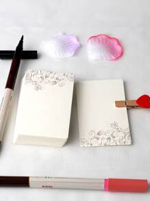 20pcs/set Rounded Corner Blank Diy Drawing Small Card, Thick Cardboard Word Card, Floral Pattern Card, White Kraft Paper Small Card - cherry branch - View 6