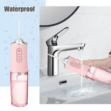 Oral Irrigator Portable Dental Water Flosser USB Rechargeable Water Jet Floss Tooth Pick 4 Jet Tip 220ml 3 Modes IPX7 1400rpm - Pink - View 5