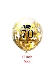 5 个 12 英寸金色皇冠五彩纸屑乳胶气球，适用于 30 岁生日周年派对装饰、圣诞节 - 金色 - 查看 5