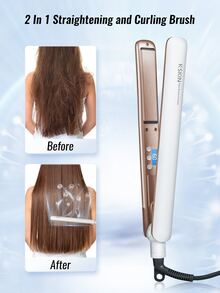 負離子防燙直髮燙夾雙用燙棒 白色1件/母親禮物情人節禮物男友禮物情人節禮物 粉色可愛的聖帕特里克節