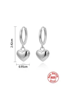 1雙S925純銀心形耳環適合女士,時尚&豪華女性首飾類禮品