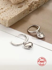 1雙S925純銀心形耳環適合女士,時尚&豪華女性首飾類禮品