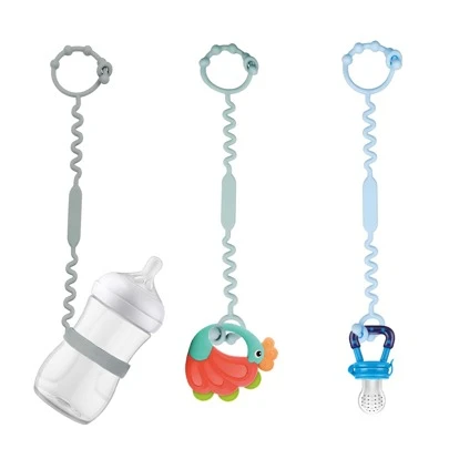 3pcs Silicone Adjustable Baby Stroller Toy Strap, Teether Toy And Cup Holder, Suitable For Strollers, High Chairs And Car Seats