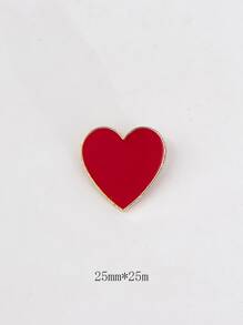 1pc Women's Heart Shaped Alloy Dripping Oil Brooch Valentines - Red - View 1