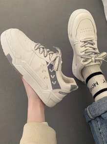 Colorblock Front Lace-up Roller Skating Shoes For Women, Leisure Sports Shoes - Grey - View 2