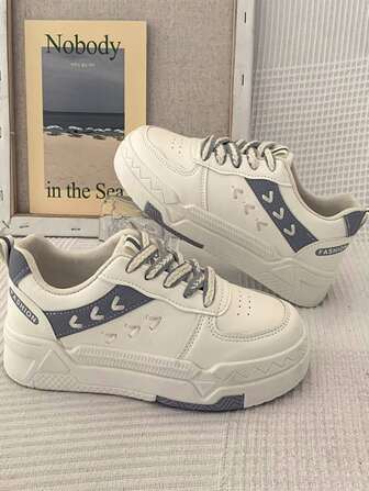 撞色前繫帶輪滑鞋適合女士,閒暇運動鞋