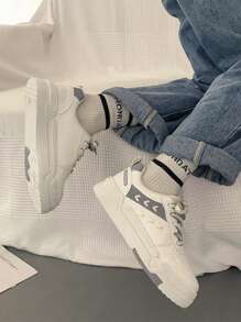 Colorblock Front Lace-up Roller Skating Shoes For Women, Leisure Sports Shoes - Grey - View 4