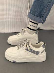 Colorblock Front Lace-up Roller Skating Shoes For Women, Leisure Sports Shoes - Grey - View 3