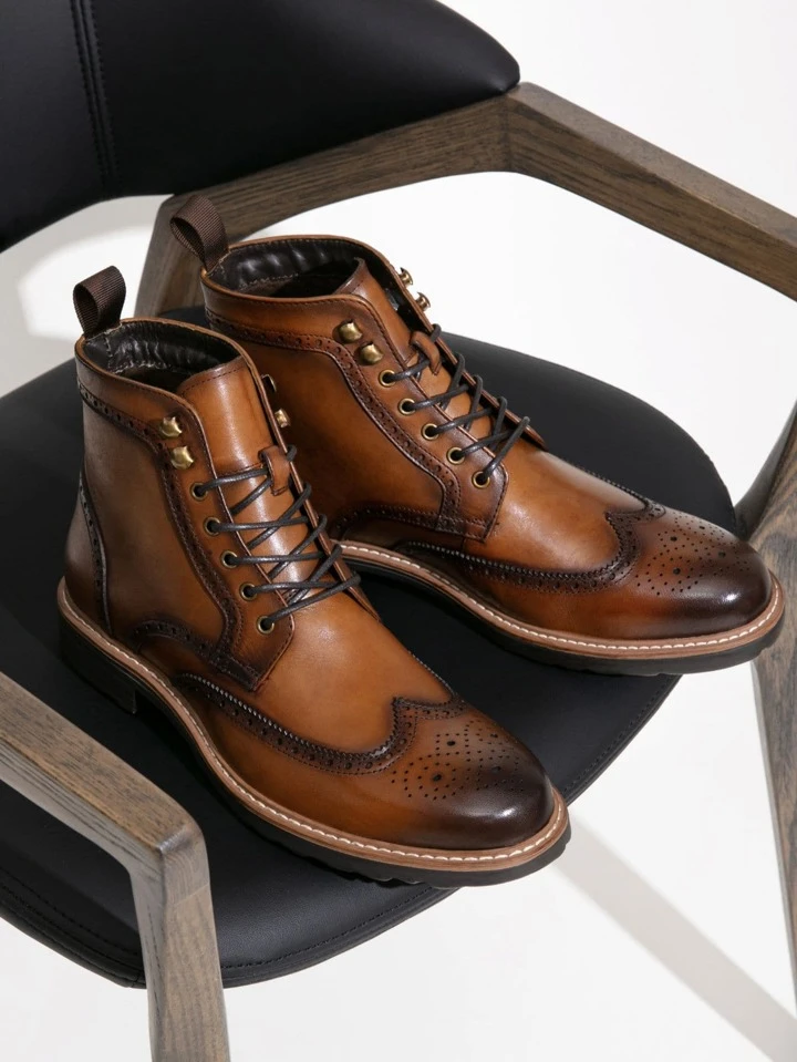 mens black wingtip dress boots