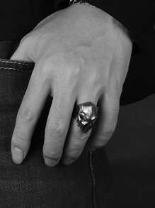 口罩圓環適合男士風格鈦不銹鋼圓環 - 斯巴達面具戒指 - 查看 3