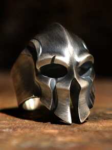 口罩圓環適合男士風格鈦不銹鋼圓環 - 斯巴達面具戒指 - 查看 2