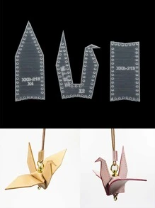 1set Origami Crane Shaped Pendant Template Acrylic Drawing Paper And Leather Decoration Making Kit - White - View 2