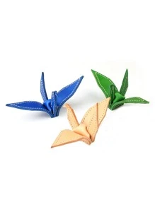 1set Origami Crane Shaped Pendant Template Acrylic Drawing Paper And Leather Decoration Making Kit - White - View 1