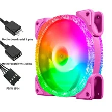 Argb Cpu Cooler Fan Colorful Radiator 12cm Pwm Temperature Control Synchronous Cooling Fan For Computer Chassis - màu đen - Xem 2