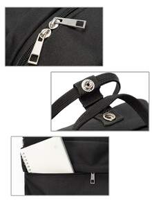 Mochila multifuncional de hombres con con estampado de letra - Negro - Ver 4